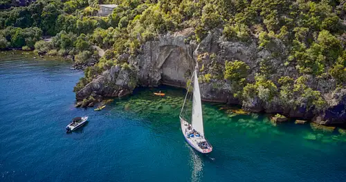 Maori Rock Carvings Cruise on Kindred Spirit